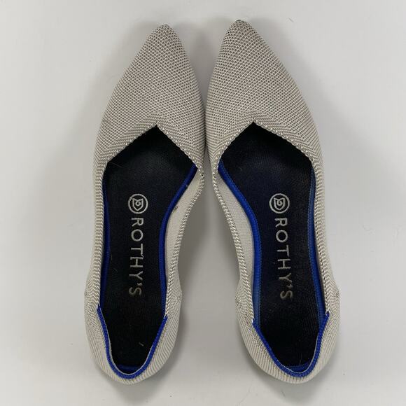 Rothy’s The Point Pointed Toe Flats Womens Size 8 Birdeye Flax Light Gray Rothys - Picture 5 of 9